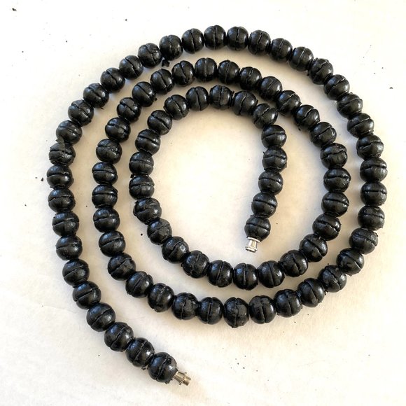 Vintage Club Monaco Black Leather Beaded Extra Long Necklace - Picture 1 of 16